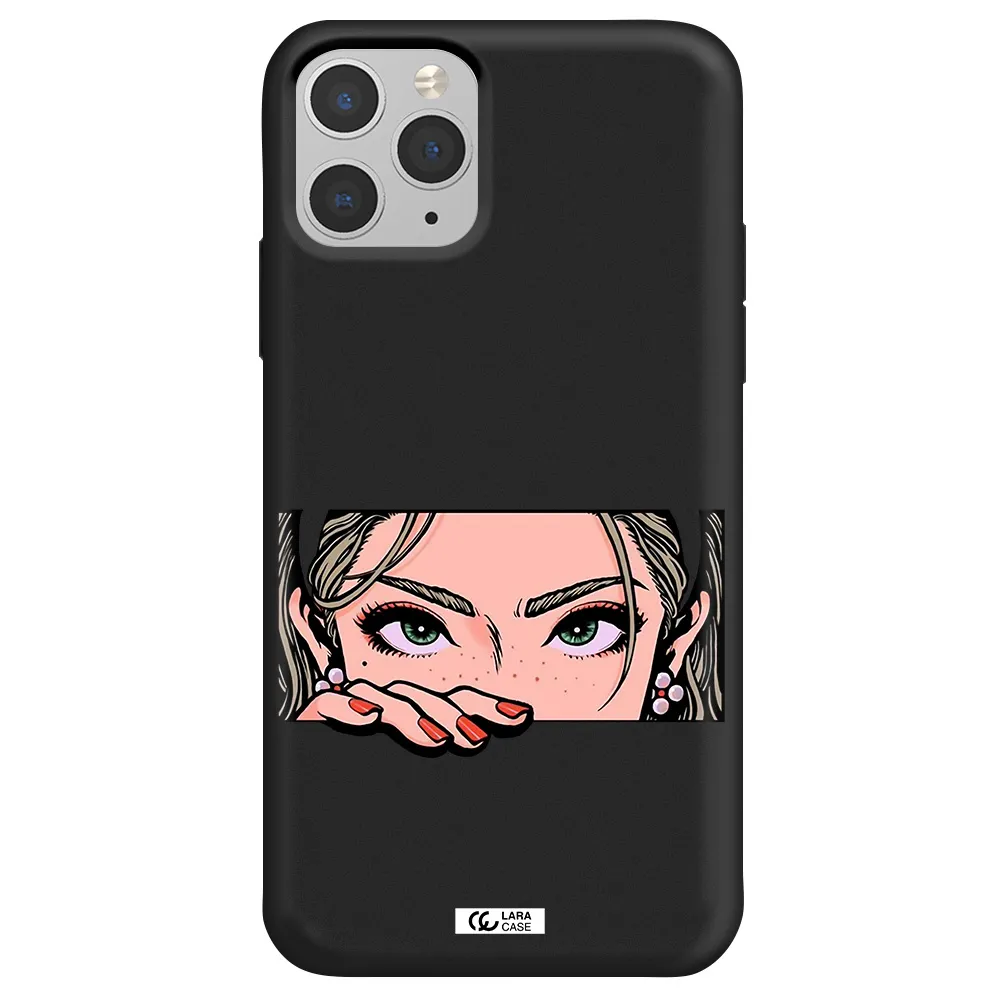 a cartoon of a woman's face Apple iPhone 11 pro max Silicone black Case