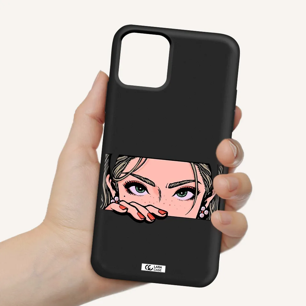 a cartoon of a woman's face Apple iPhone 11 pro max Silicone black Case