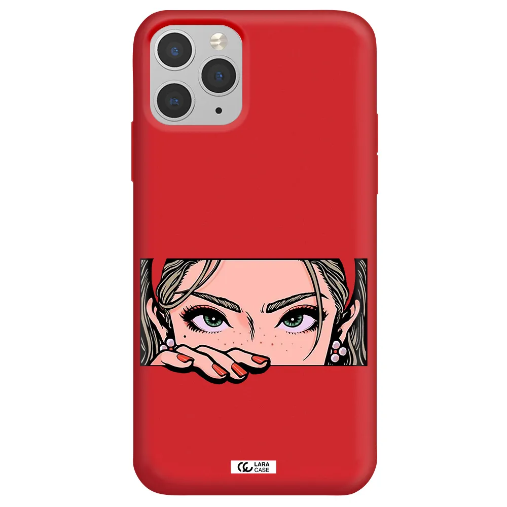 a cartoon of a woman's face Apple iPhone 11 pro max Silicone Imperial Red Case