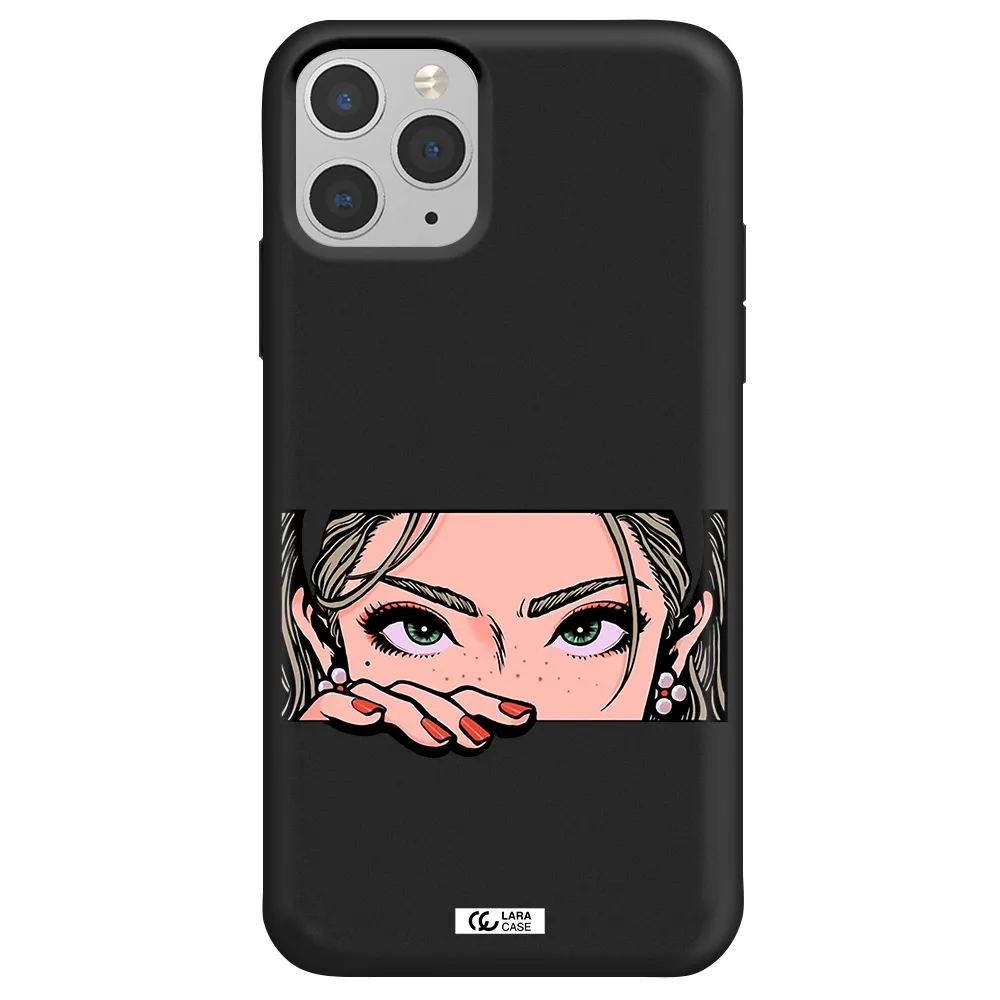 a cartoon of a woman's face Apple iPhone 11 pro Silicone black Case