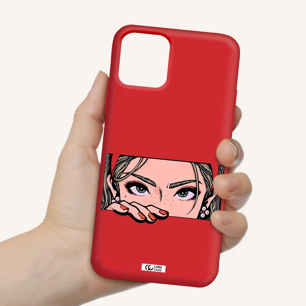 a cartoon of a woman's face Apple iPhone 11 pro Silicone Imperial Red Case