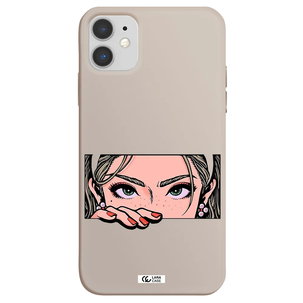 a cartoon of a woman's face Apple iPhone 11 Silicone Stone Case
