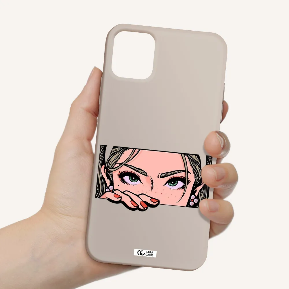 a cartoon of a woman's face Apple iPhone 11 Silicone Stone Case