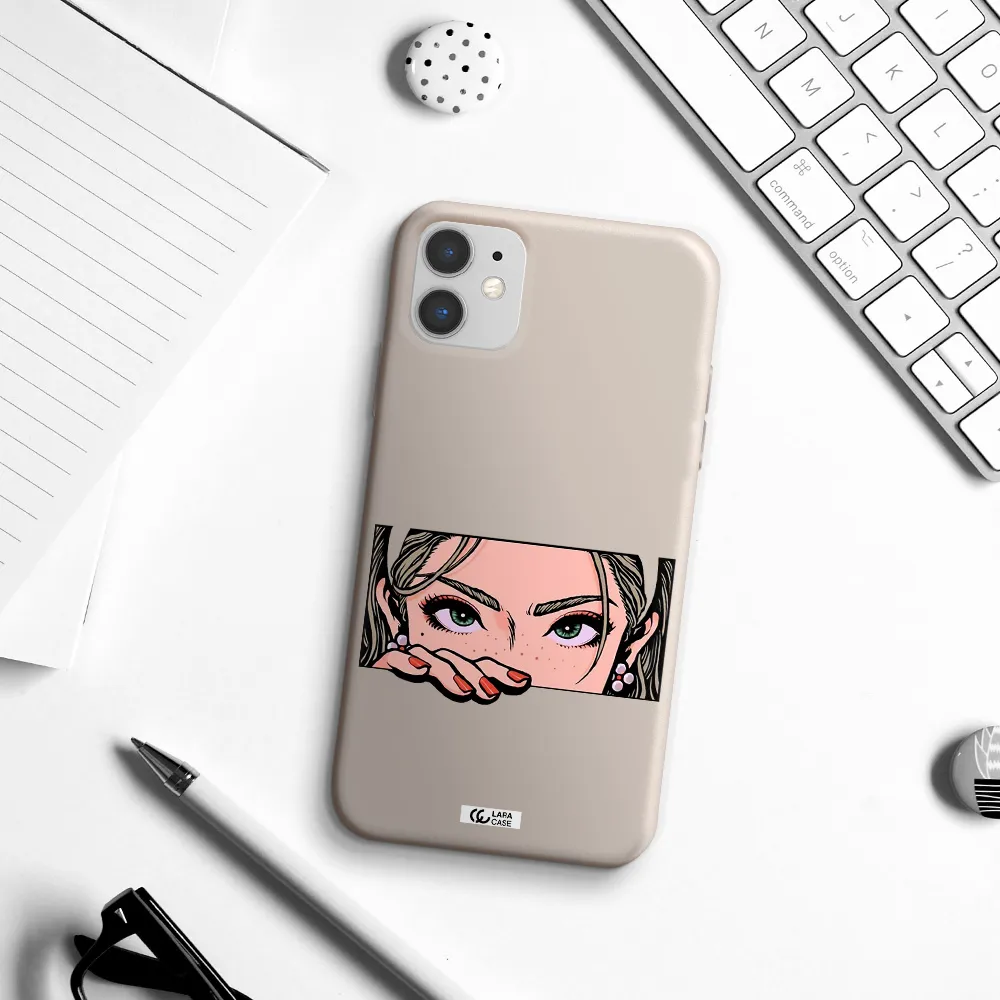 a cartoon of a woman's face Apple iPhone 11 Silicone Stone Case