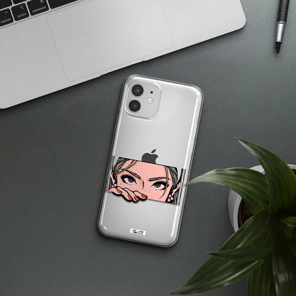 A Cartoon Of A Woman's Face Apple Iphone 12 Clear Tpu Case