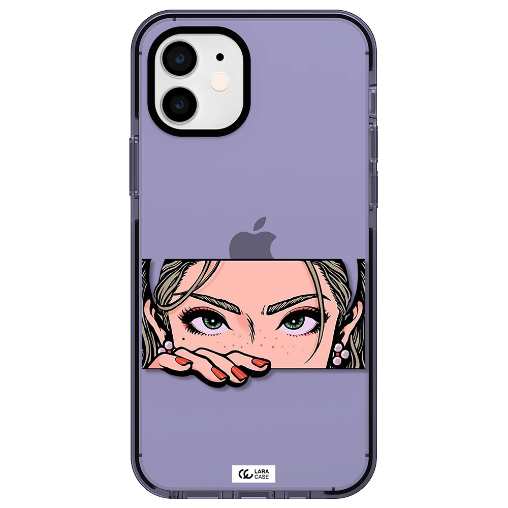 a cartoon of a woman's face Apple iPhone 12 impact Lilac Case
