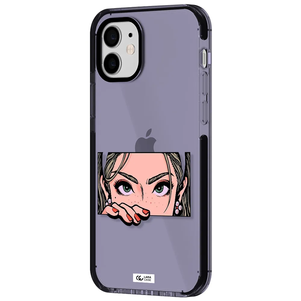 a cartoon of a woman's face Apple iPhone 12 impact Lilac Case