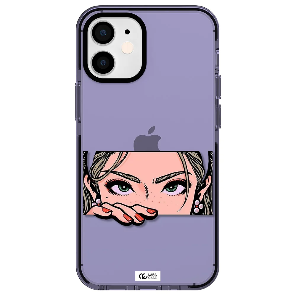 a cartoon of a woman's face Apple iPhone 12 mini impact Lilac Case