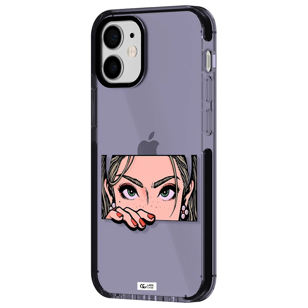 a cartoon of a woman's face Apple iPhone 12 mini impact Lilac Case