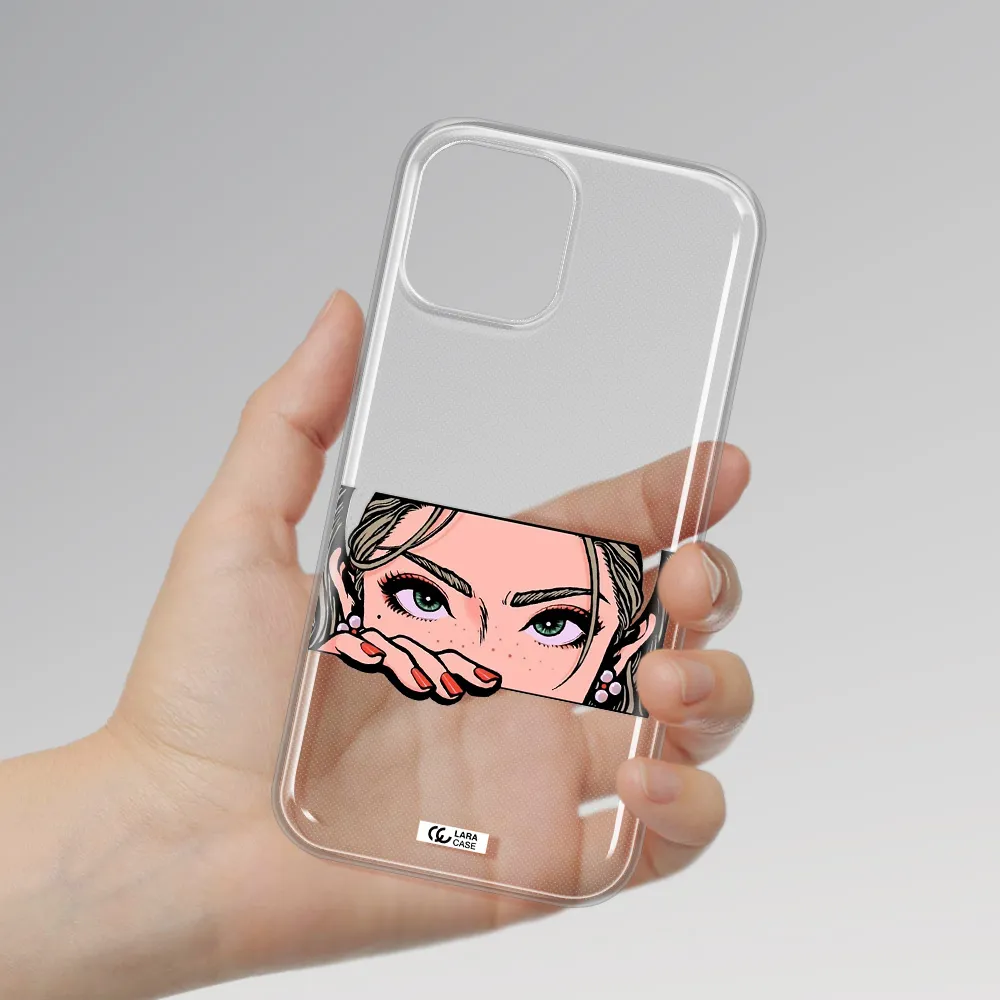 A Cartoon Of A Woman's Face Apple Iphone 12 Pro Clear Tpu Case