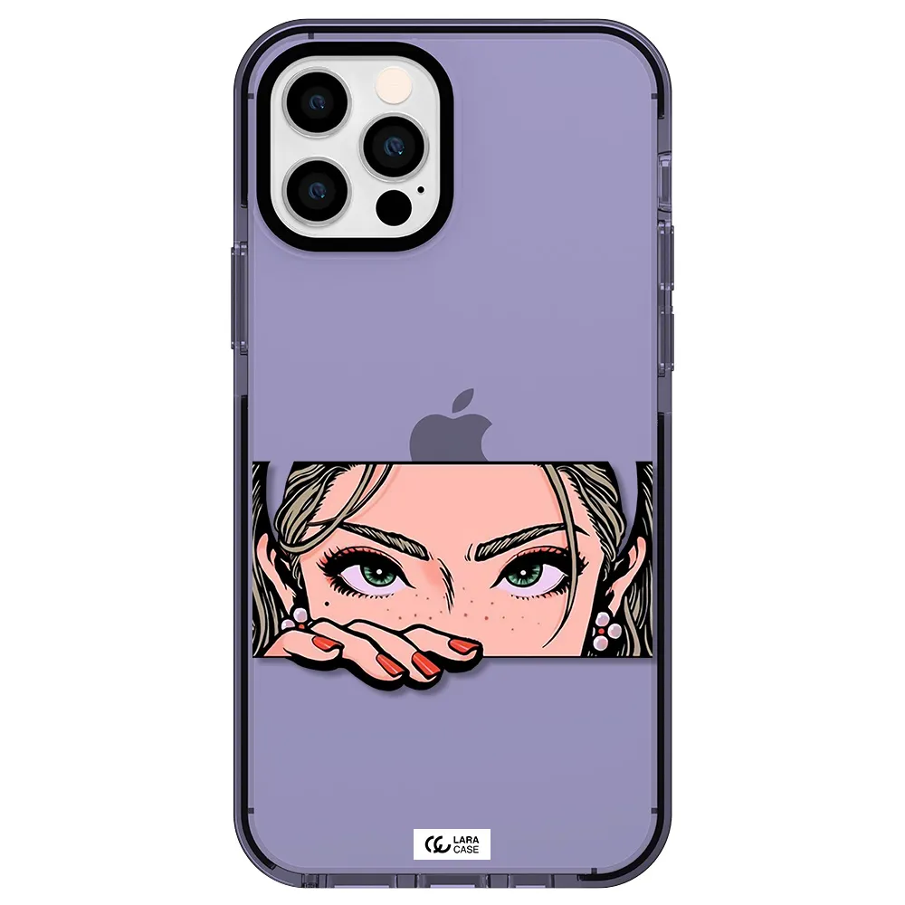 a cartoon of a woman's face Apple iPhone 12 pro impact Lilac Case