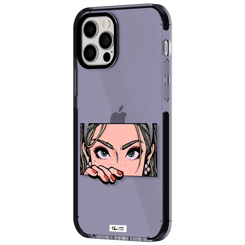 a cartoon of a woman's face Apple iPhone 12 pro impact Lilac Case