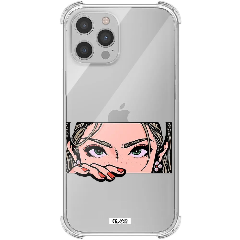 a cartoon of a woman's face Apple iPhone 12 pro max Clear PC Case