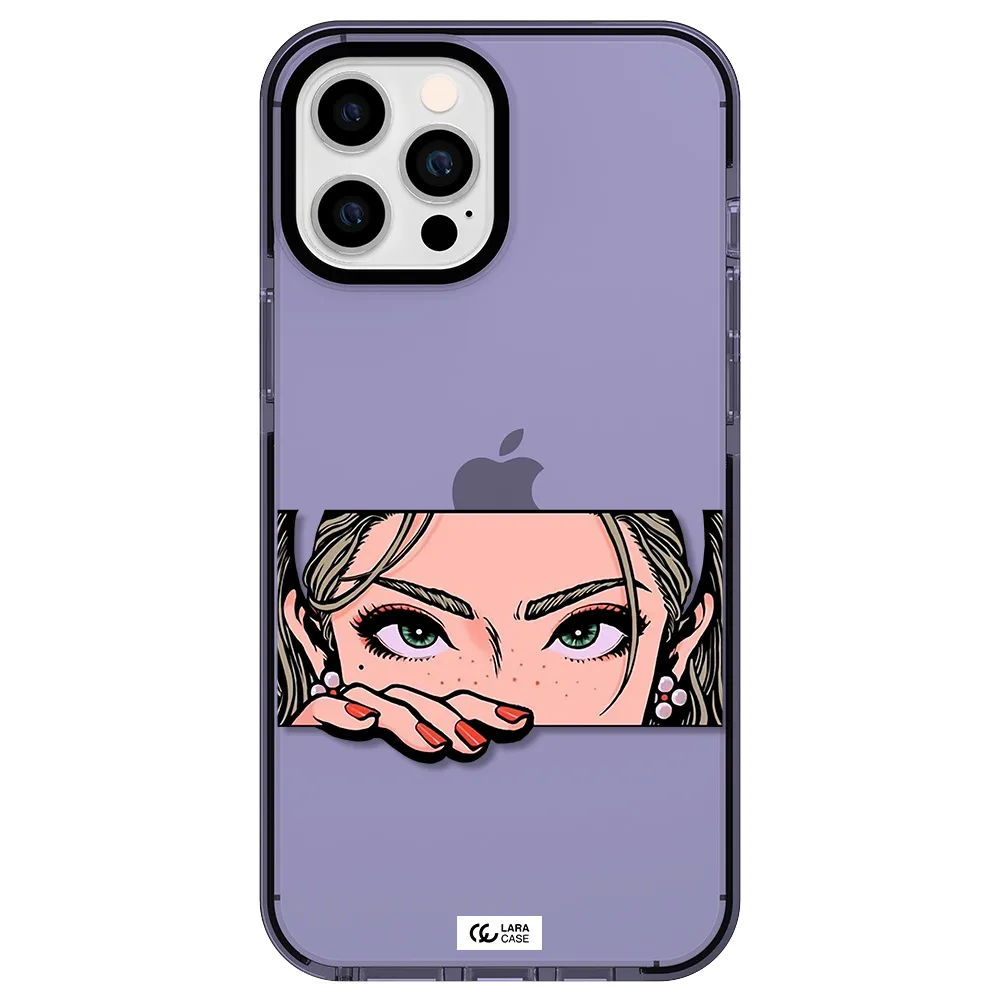 a cartoon of a woman's face Apple iPhone 12 pro max impact Lilac Case