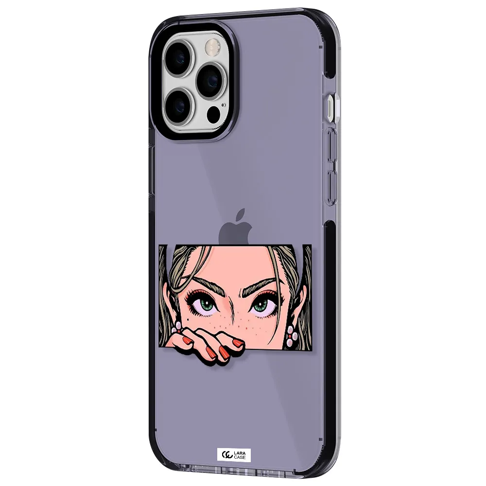 a cartoon of a woman's face Apple iPhone 12 pro max impact Lilac Case