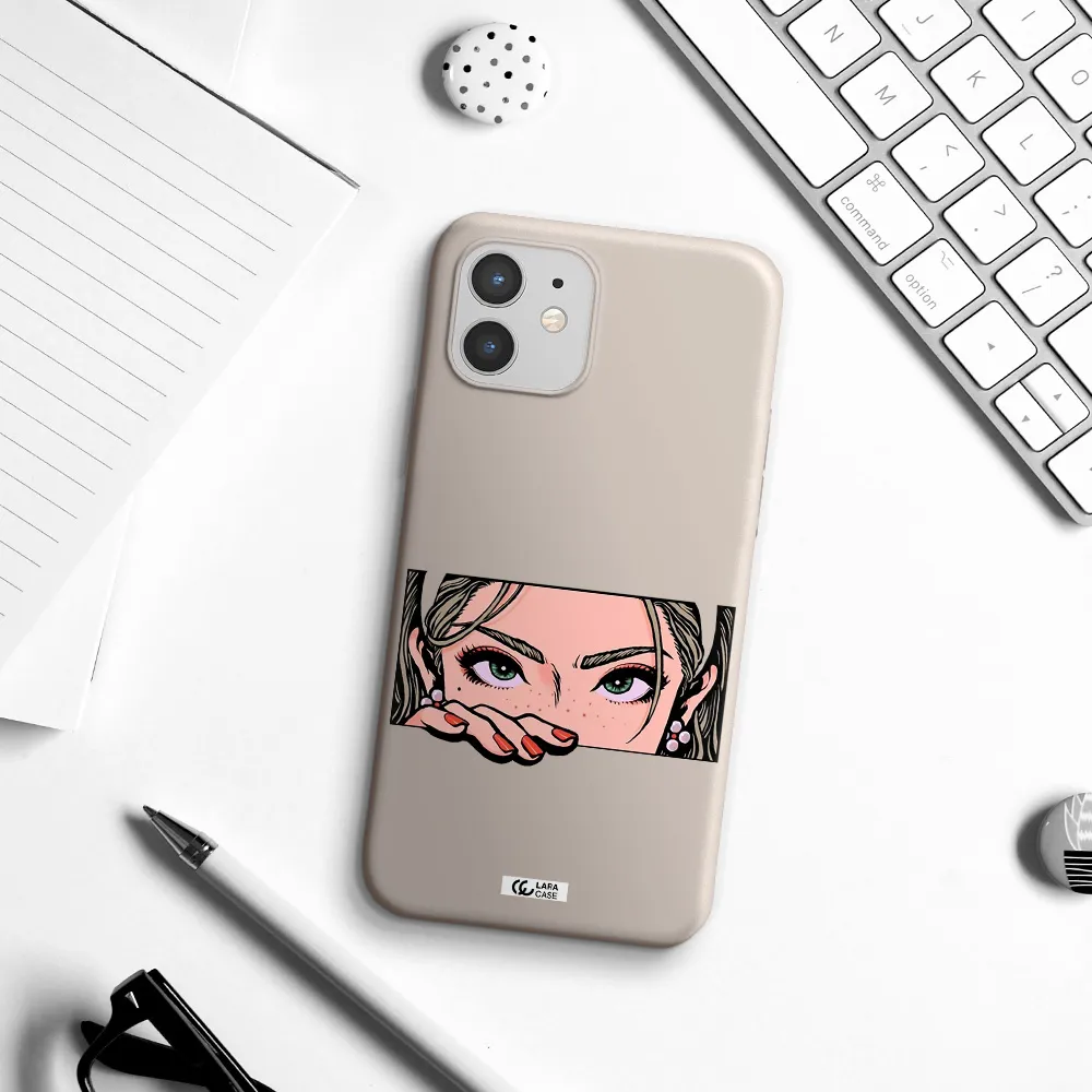 a cartoon of a woman's face Apple iPhone 12 Silicone Stone Case