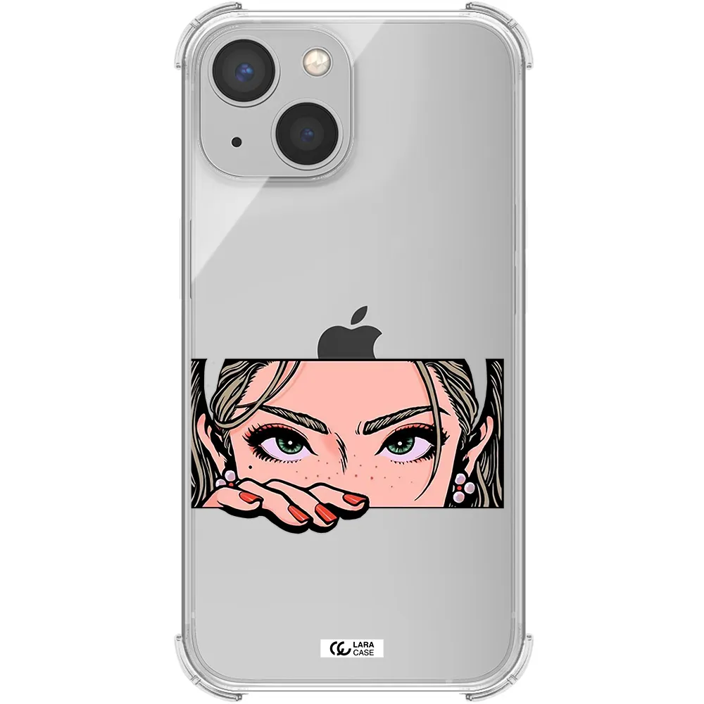 a cartoon of a woman's face Apple iPhone 13 Clear PC Case