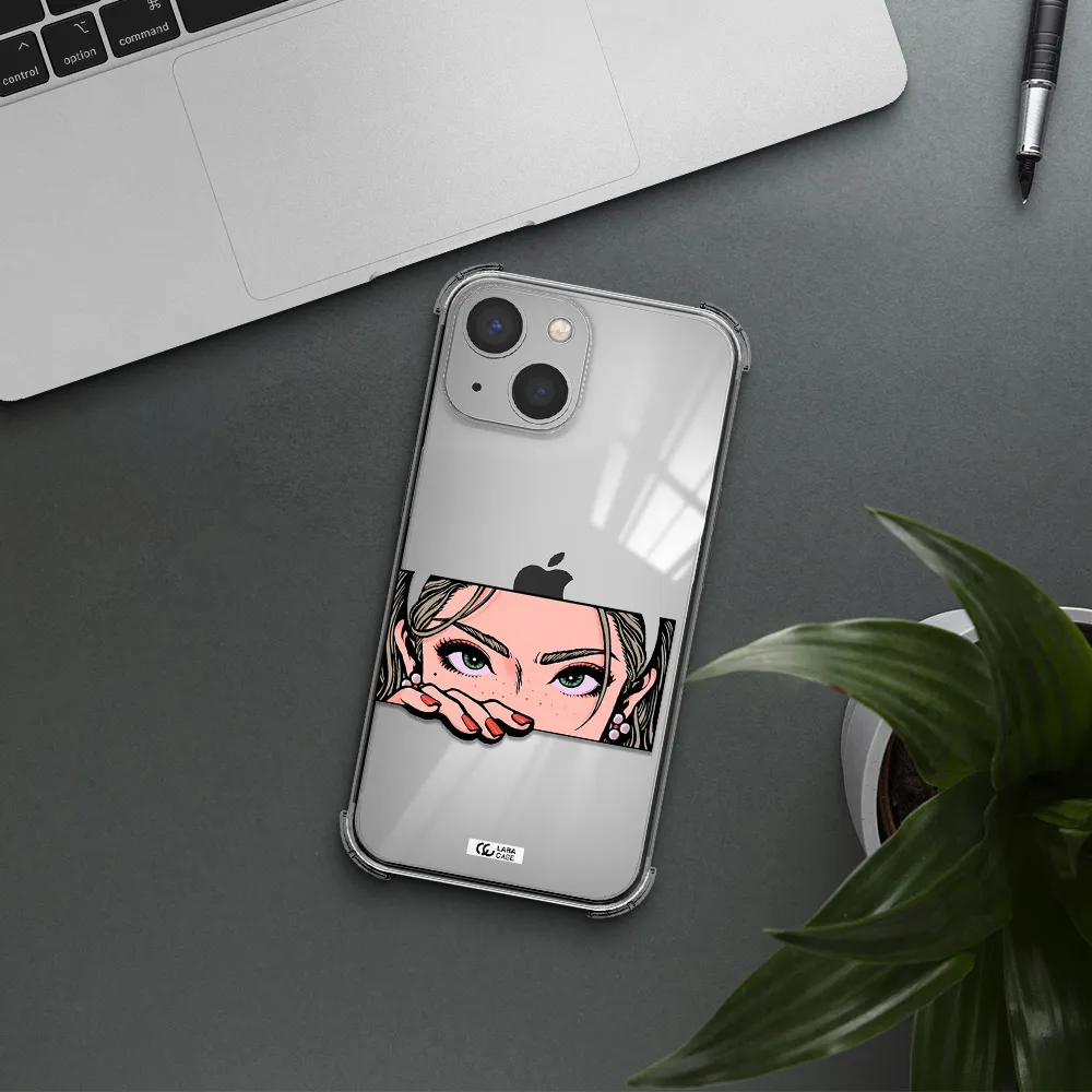 a cartoon of a woman's face Apple iPhone 13 Clear PC Case