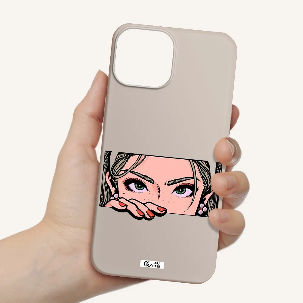 a cartoon of a woman's face Apple iPhone 13 mini Silicone Stone Case