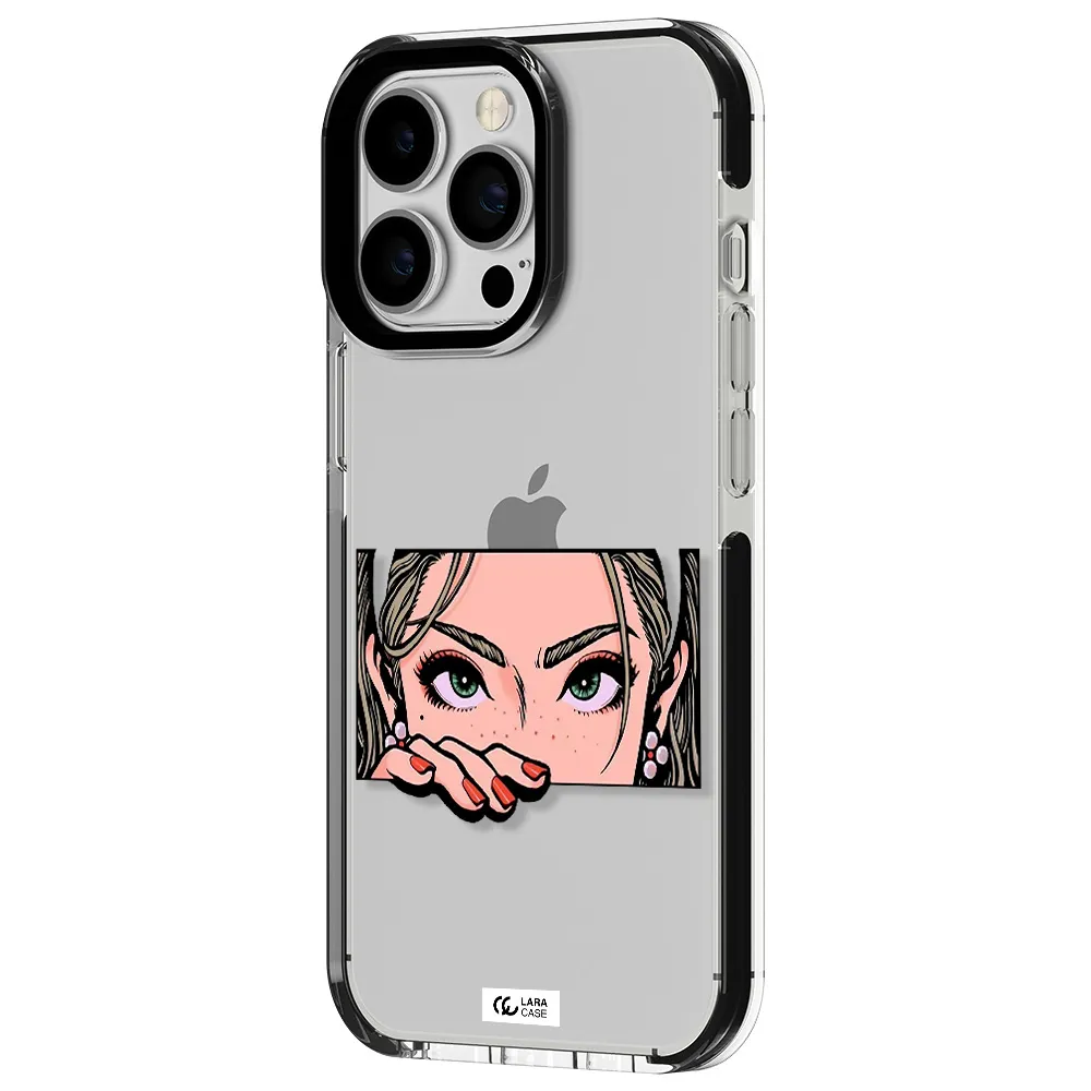 a cartoon of a woman's face Apple iPhone 13 Pro impact black border Case