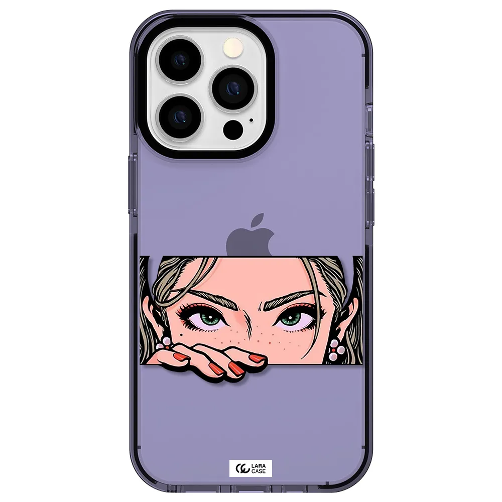 a cartoon of a woman's face Apple iPhone 13 Pro impact Lilac Case
