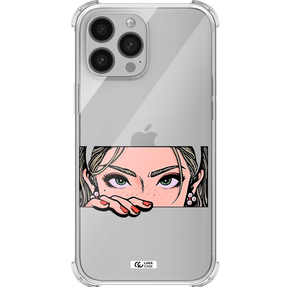 a cartoon of a woman's face Apple iPhone 13 Pro Max Clear PC Case