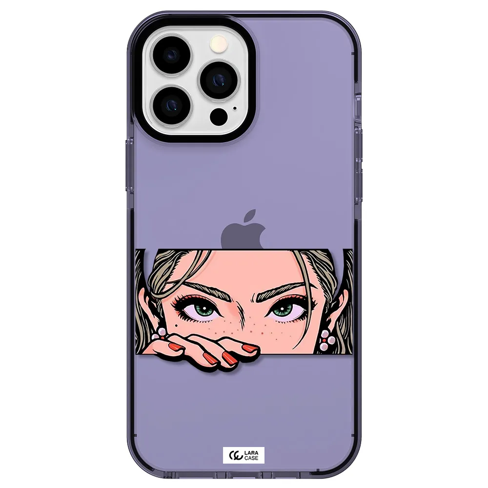 a cartoon of a woman's face Apple iPhone 13 Pro Max impact Lilac Case
