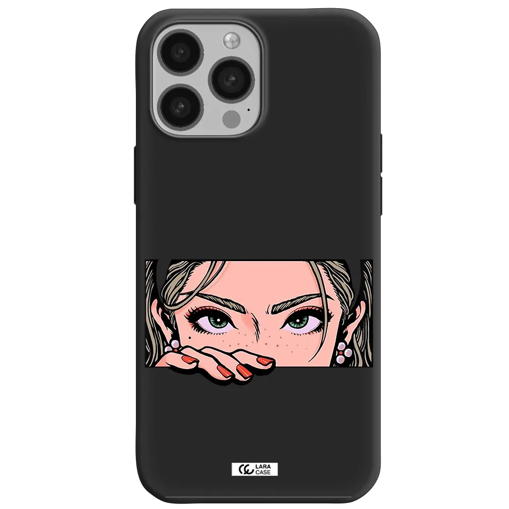 a cartoon of a woman's face Apple iPhone 13 Pro Max Silicone black Case
