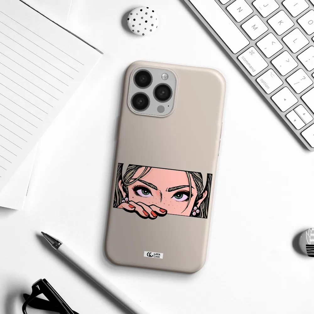 a cartoon of a woman's face Apple iPhone 13 Pro Max Silicone Stone Case