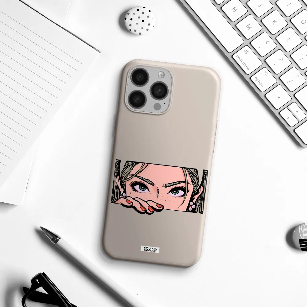 a cartoon of a woman's face Apple iPhone 13 Pro Silicone Stone Case