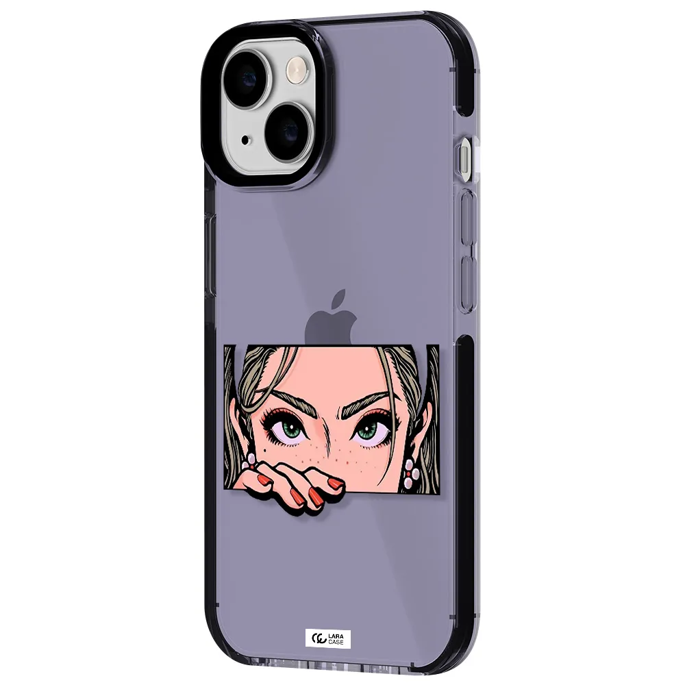 a cartoon of a woman's face Apple iPhone 14 impact Lilac Case