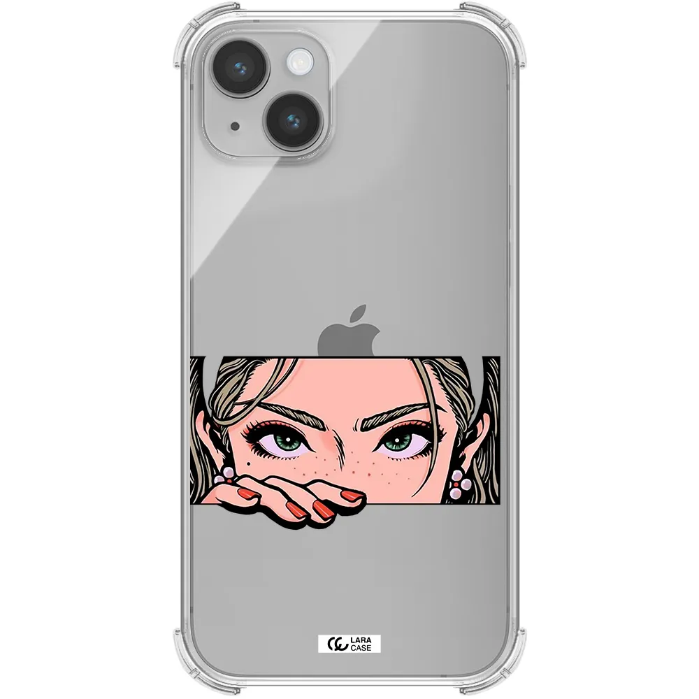 a cartoon of a woman's face Apple iPhone 14 plus Clear PC Case