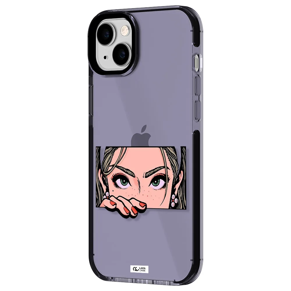 a cartoon of a woman's face Apple iPhone 14 plus impact Lilac Case