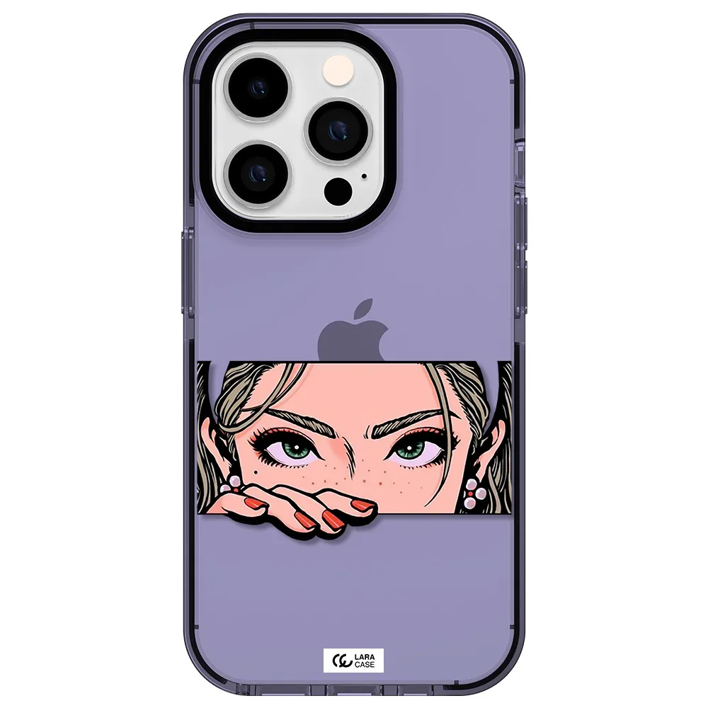 a cartoon of a woman's face Apple iPhone 14 pro impact Lilac Case