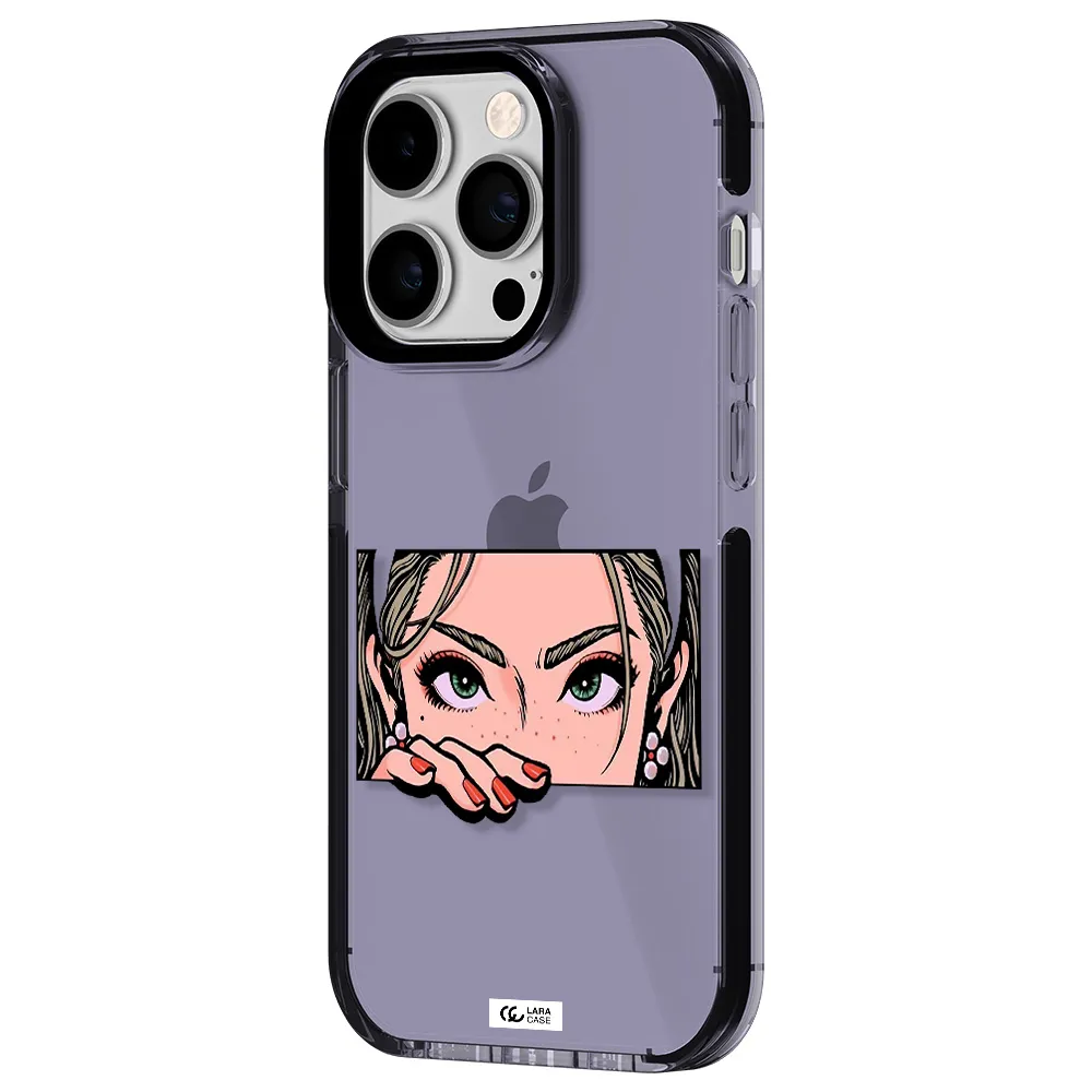 a cartoon of a woman's face Apple iPhone 14 pro impact Lilac Case