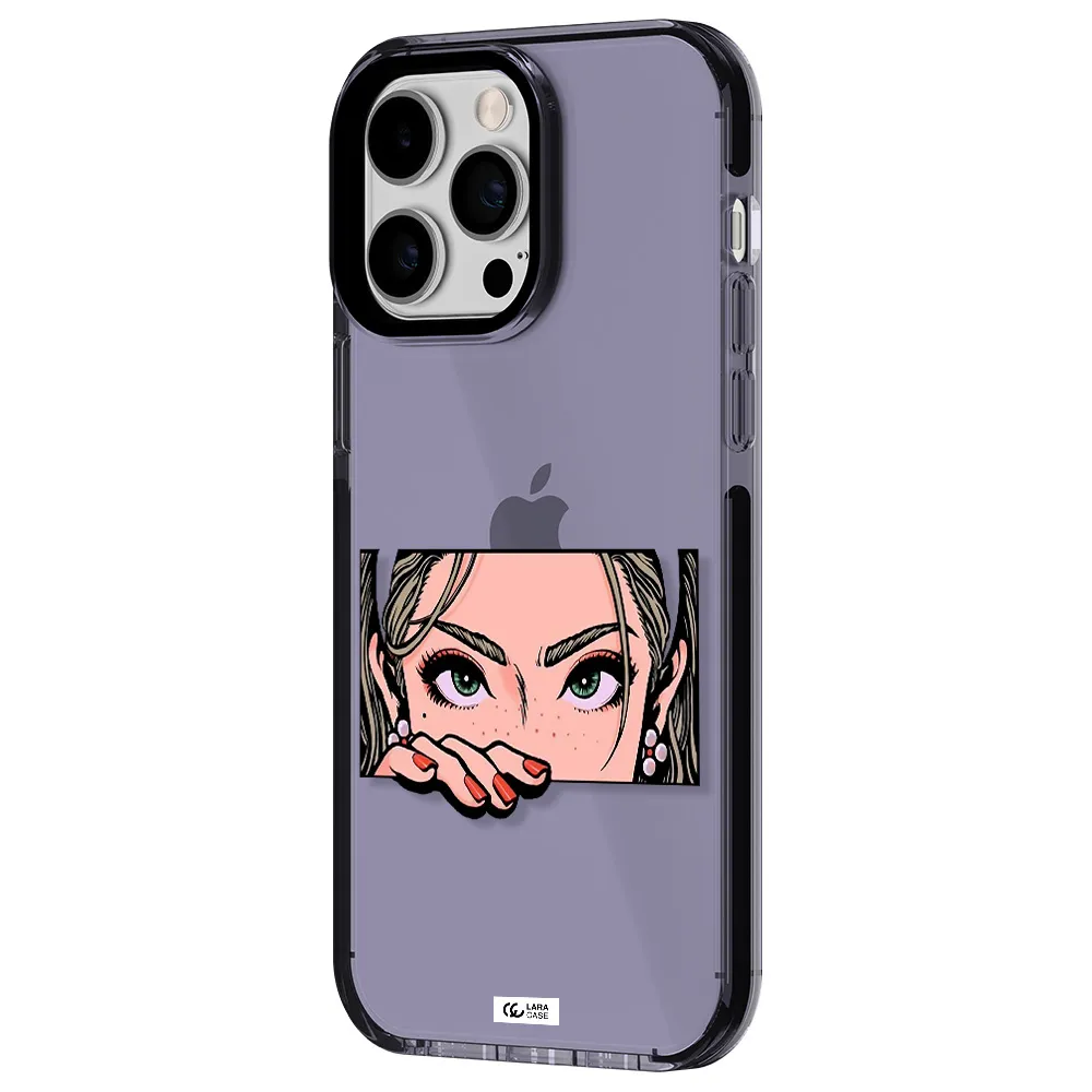 a cartoon of a woman's face Apple iPhone 14 pro max impact Lilac Case