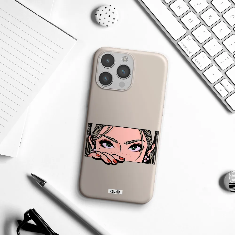 a cartoon of a woman's face Apple iPhone 14 pro Silicone Stone Case