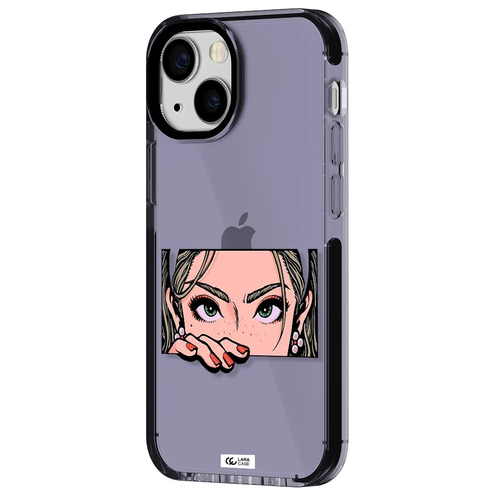 a cartoon of a woman's face Apple iPhone 15 impact Lilac Case