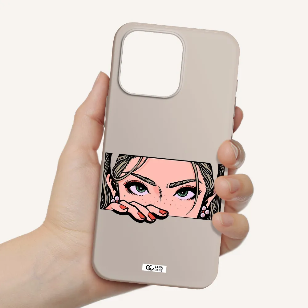 a cartoon of a woman's face Apple Iphone 15 Pro max Silicone Stone Case