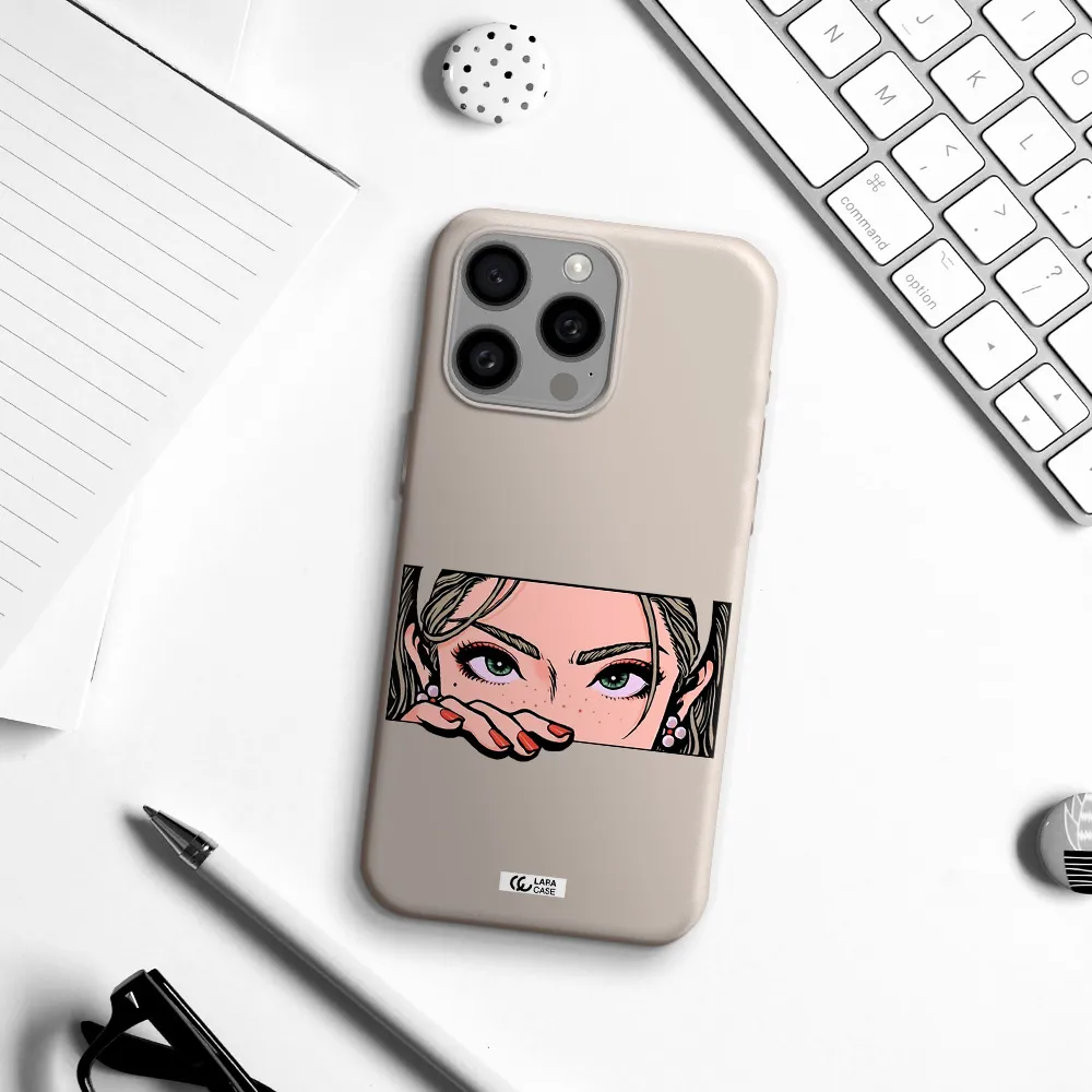 a cartoon of a woman's face Apple Iphone 15 Pro max Silicone Stone Case
