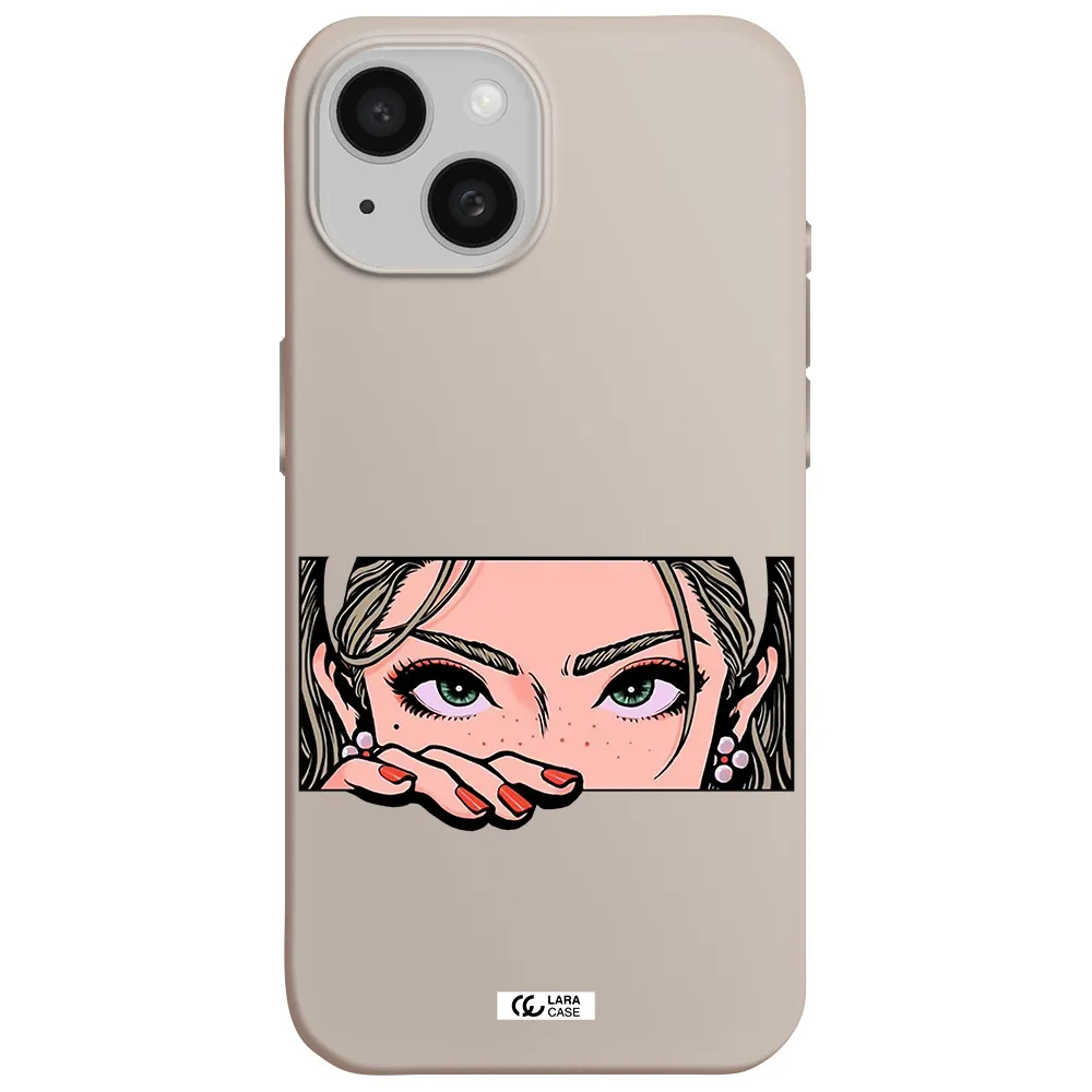 a cartoon of a woman's face Apple iPhone 15 Silicone Stone Case