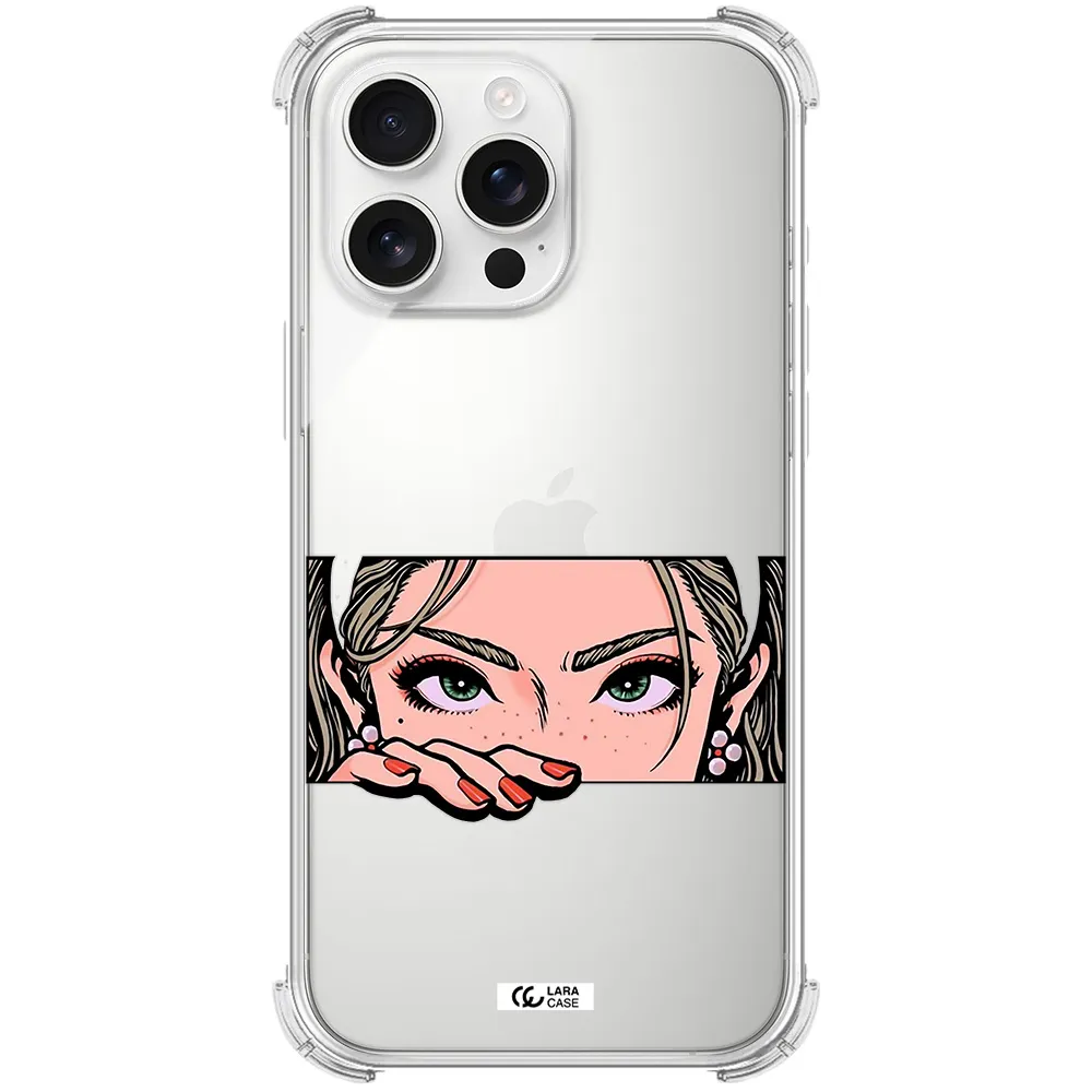 A Cartoon Of A Woman's Face Apple Iphone 16 Pro Max Clear Pc Case