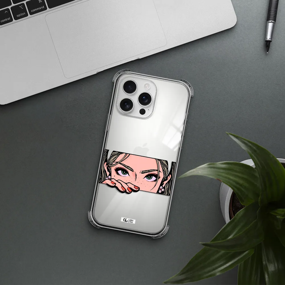 A Cartoon Of A Woman's Face Apple Iphone 16 Pro Max Clear Pc Case