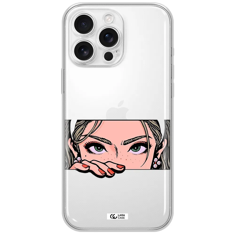 A Cartoon Of A Woman's Face Apple Iphone 16 Pro Max Clear Tpu Case