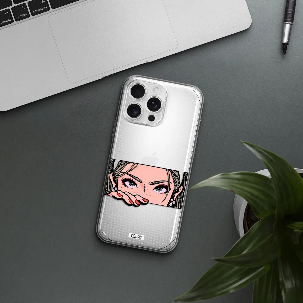 A Cartoon Of A Woman's Face Apple Iphone 16 Pro Max Clear Tpu Case