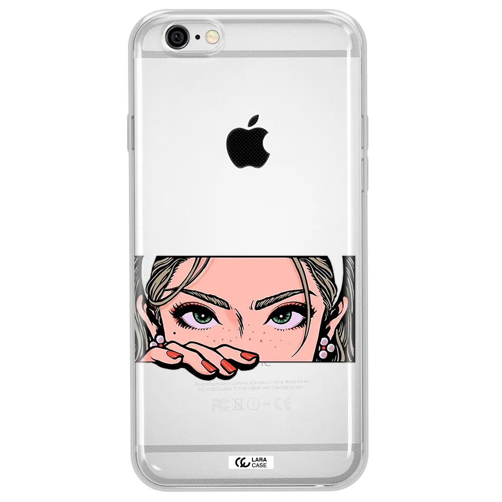 A Cartoon Of A Woman's Face Apple Iphone 6 Clear Tpu Case