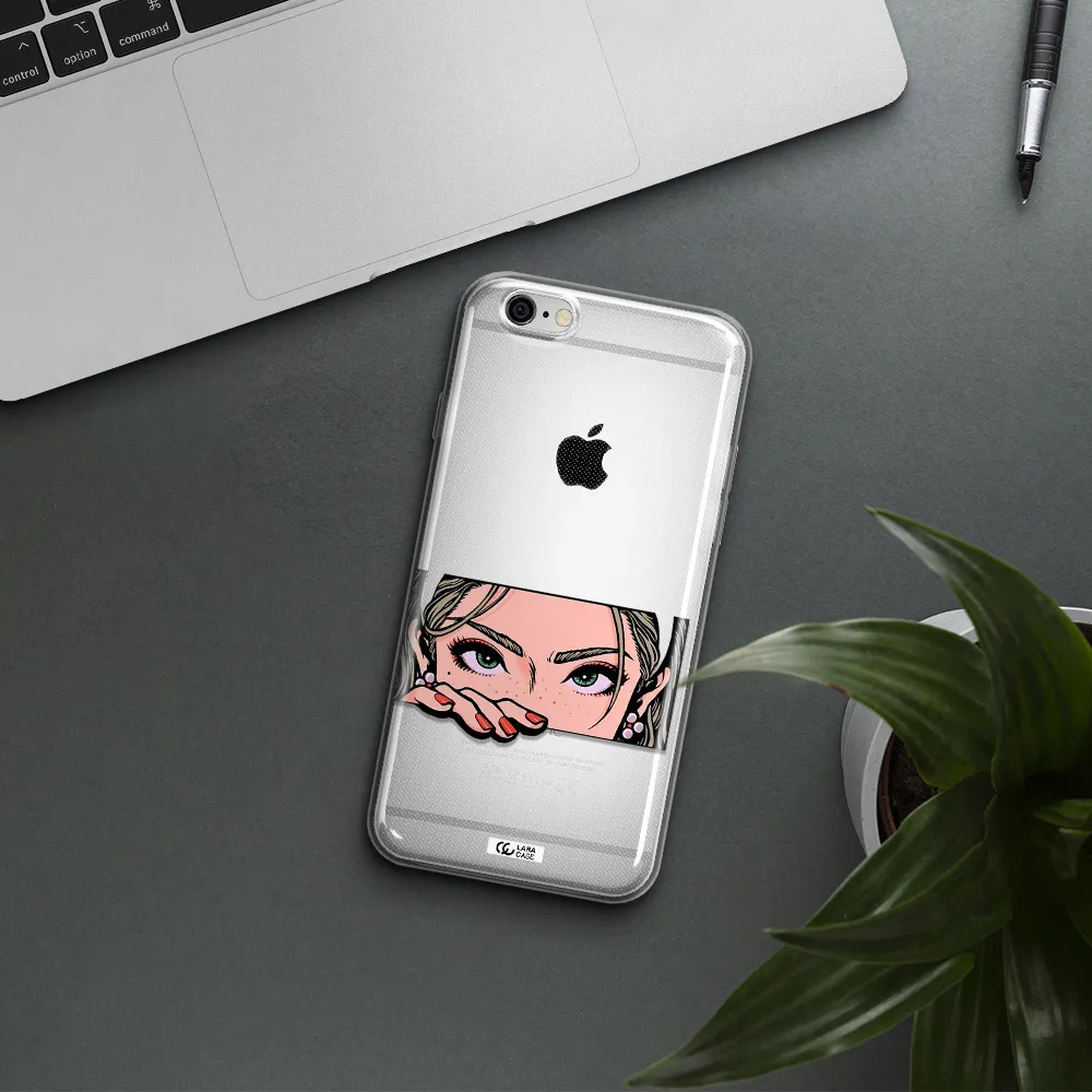 A Cartoon Of A Woman's Face Apple Iphone 6 Plus Clear Tpu Case
