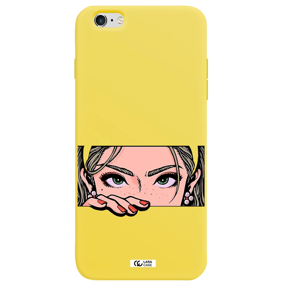 a cartoon of a woman's face Apple iPhone 6 plus Silicone canary yellow Case