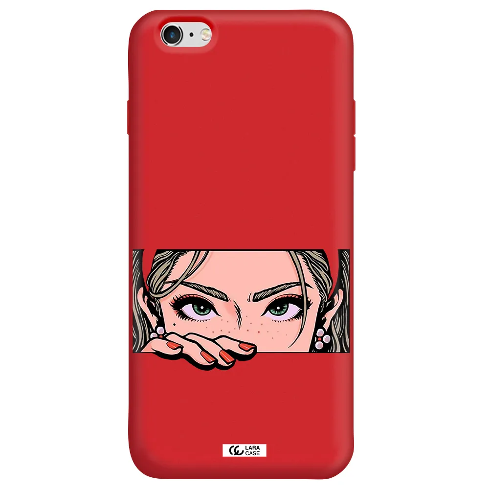 a cartoon of a woman's face Apple iPhone 6 plus Silicone Imperial Red Case