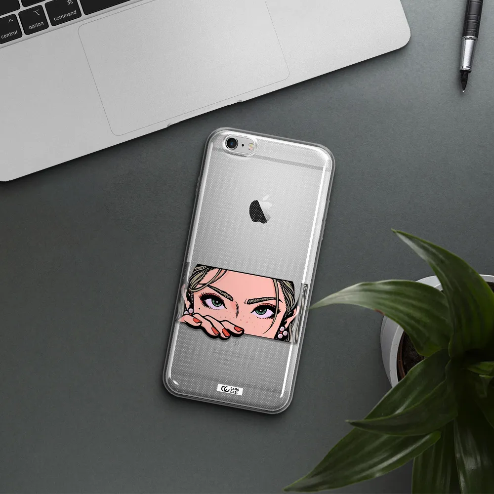 A Cartoon Of A Woman's Face Apple Iphone 6 S Plus Clear Tpu Case